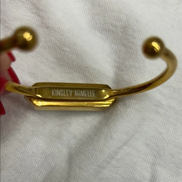 Gold Kinsley Armelle Cuff Bracelet with White Stone - Picture 2 of 4